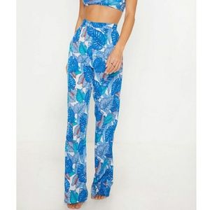 Pretty Little Thing Blue Palm Beach Flare Pants